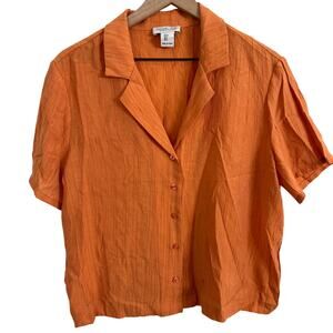 Rachel Zoe Orange Boxy Fit Button Down Shirt Size Small